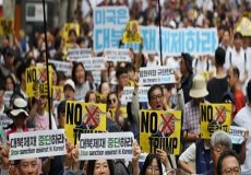 مردم کره‌جنوبی با برگزاری تظاهرات به استقبال ترامپ رفتند